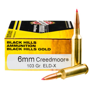 Black Hills Gold 6mm Creedmoor Ammunition 20 Rounds ELD-X 103 Grain
