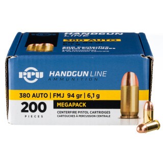Prvi Partizan .380 ACP Ammunition 200 Rounds FMJ 94 Grains