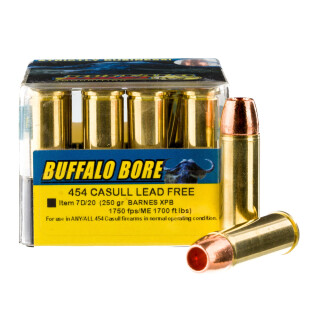 Buffalo Bore .454 Casull Ammunition 20 Rounds XPB Copper HP 250 Grain Lead Free