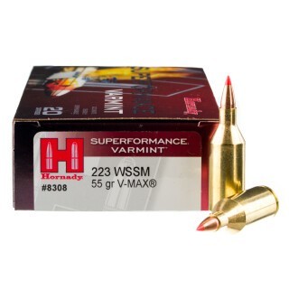 Hornady Superformance Varmint .223 WSSM Ammunition 20 Rounds V-MAX 55 Grains