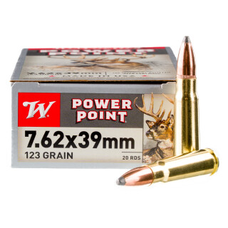 Winchester Super-X 7.62x39 Ammunition 20 Rounds Power-Point JSP 123 Grain Brass Cased