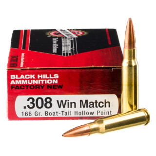 Black Hills .308 Winchester Ammunition 20 Rounds HPBT 168 Grains