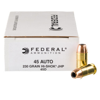 Federal Hi-Shok .45 ACP Ammunition 1000 Rounds JHP 230 Grain
