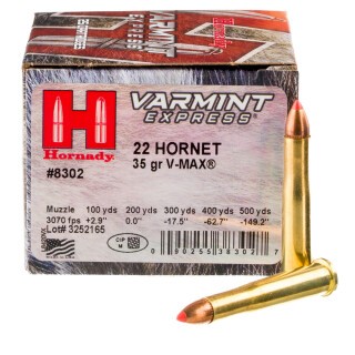 Hornady Varmint Express .22 Hornet Ammunition 25 Rounds V-MAX 35 Grain