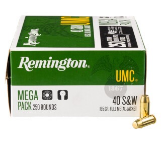 Remington UMC .40 S&W Ammunition 250 Rounds FMJ 165 Grain Mega Value Pack