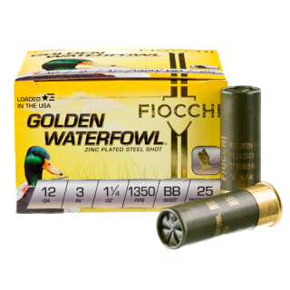 Fiocchi Golden Waterfowl 12 Gauge Ammunition 25 Rounds 3" BB Steel 1-1/4oz