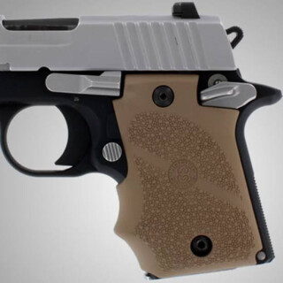 Hogue Soft Overmold Grips SIG P938 Finger Grooves Cobblestone Rubber Tan 98083