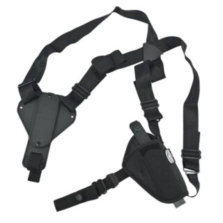 Uncle Mike's Sidekick Cross Harness Horizontal 3.75"-4.5" Barrel Large Frame Semi Autos Shoulder Holster Ambidextrous Nylon Black 8715-0