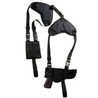 Bulldog Cases Deluxe Horizontal Shoulder Holster Medium Revolvers with 2"-2.5" Barrels Ambidextrous with Double Speedloader Pouch Nylon Black WSHD2