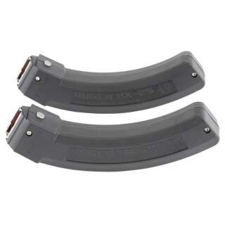Two Ruger 10/22 BX-25 Series Magazine .22 LR 25 Round Polymer Construction Matte Black Finish Two Pack