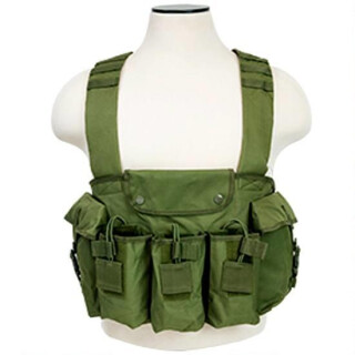 NcSTAR AK Chest Rig Holds 6 AK style Magazines and 2 Addition Item Pouches Nylon Green