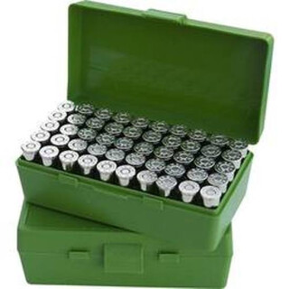 MTM Case-Gard P-50 Original Series Flip Top Handgun Ammo Box 9mm/ .380 ACP 50 Round Capacity Polymer Green P50-9M-10