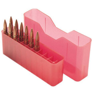 MTM Case-Gard J-20 Series Rifle Ammo Box Large Rifle Holds 20 Rounds Clear Red J-20-L-29