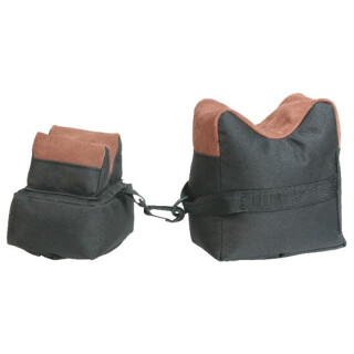 Max-Ops Two Piece Bench Bag Shooting Rest Set Fabric/Leather Green/Tan