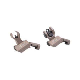 Troy Industries Offset Folding Sight Set AR-15 HK Front/Round Rear Aluminum FDE SSIG-45S-HRFT-00