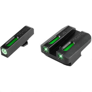 TruGlo TFX Standard Height Front/Rear Day/Night Sight Set for Ruger American Series Green Tritium 3-Dot Configuration Front White Focus Lock Ring Square Cut Rear Notch Steel Black