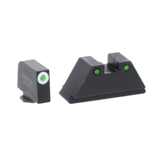 Ameriglo Tall Suppressor Sight Set fits Most Glock Models GL-152 Green Tritium Front Dot with White Outline and Green Tritium with Black Outline Rear Dot
