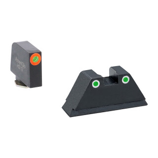Ameriglo Tall Suppressor Green Orange Sight Set for Glock GL-331 Green Tritium Front Dot with Orange Outline and Green Tritium with White Outline Rear Dot