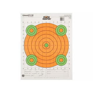 Champion 100 Yard Rifle Sight In Paper Target Fluorescent Orange Bullseye 12 Pack