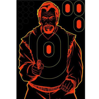 Birchwood Casey Shoot-N-C 12"x18" Bad Guy Paper Target Self-Adhesive Chartreuse Splatter Indoor/Outdoor Five Pack 34645
