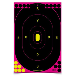 Birchwood Casey Shoot-N-C 12"x18" Pink Silhouette Indoor/Outdoor Paper Target Self-Adhesive Black/Pink Splatter 5 Pack