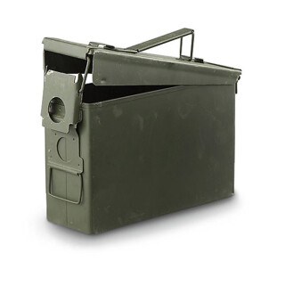 Original Military Surplus Used .30 Caliber Ammo Can, 10"x7"x3.5", Steel