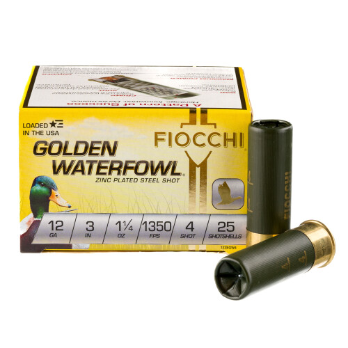 Fiocchi 12 Gauge Shotshell 250 Rounds 3" #4 Steel Shot 1 1/4 oz