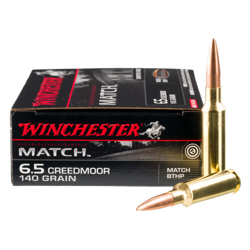 Winchester S65CM Match 6.5Creedmoor 140gr Sierra MatchKing BTHP 20 Per Box/10 Case Centerfire, Rifle Ammunition