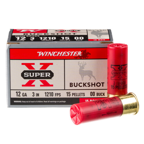 Winchester XB12300VP Super X 12Gauge 3 in 15Pellets 00Buck Shot 15 Per Box/10 Case *Value Pack, Shotgun Shells
