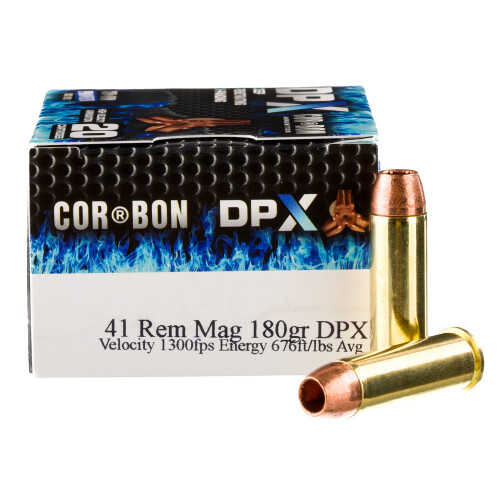 Cor-Bon DPX 41 Remington Magnum Ammo 180 Grain Solid Hollow Point Lead Free Box of 20