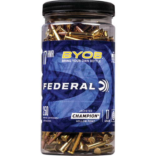 Federal Champion BYOB .17 HMR Ammunition 250 Rounds 17 Grain Jacketed Hollow Point 2530fps