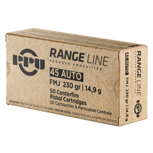 Prvi Partizan PPU Range .45 ACP Ammunition 50 Rounds 230 Grain Full Metal Jacket 836fps