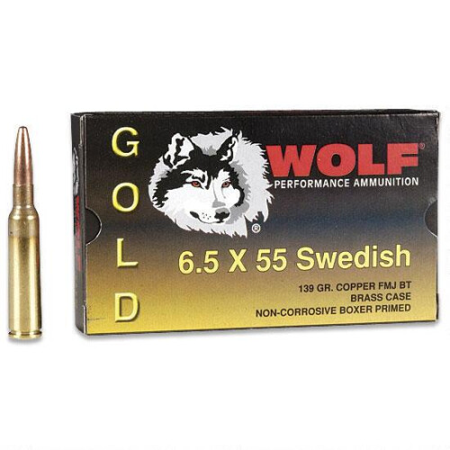Wolf Gold 6.5x55 Swedish Ammunition 20 Rounds 139 Grain Full Metal Jacket 2542fps