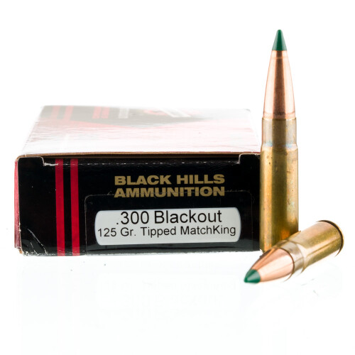Black Hills 300 AAC Blackout Ammo 125 Grain Sierra Tipped MatchKing Polymer Tip Box of 20