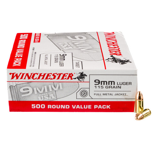 Winchester USA 9mm Luger Ammunition 500 Rounds FMJ 115 Grains