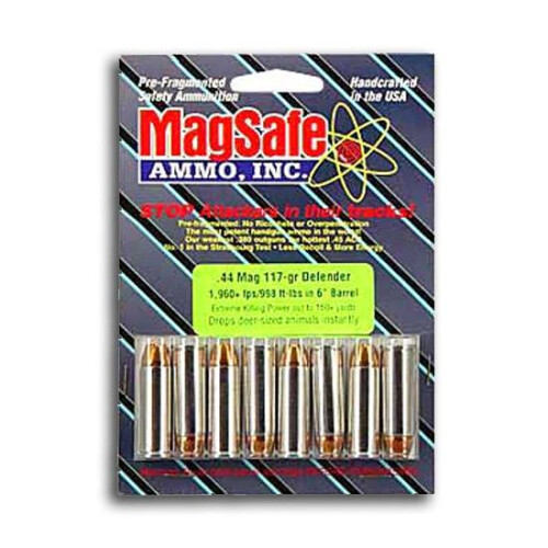 Ammo .44 Remington Magnum MagSafe Defender Load 117 Grain Defender Bullet 1860 fps 10 Rounds 44MD