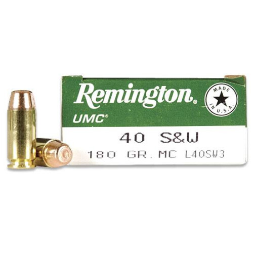 Remington UMC 40 S&W Ammo 180 Grain Full Metal Jacket Case of 500 (10 Boxes of 50)