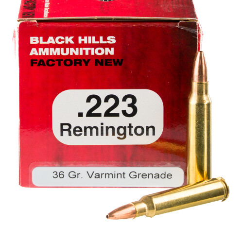 Black Hills 223 Remington Ammo 36 Grain Barnes Varmint Grenade Fragmenting Hollow Point Lead Free Box of 50