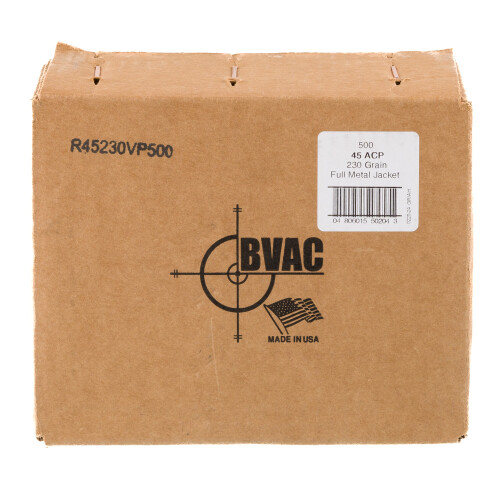 BVAC .45 ACP Ammunition 500 Rounds FMJ 230 Grain Remanufactured