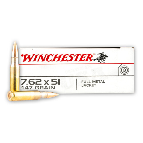 Winchester USA 7.62x51mm NATO Ammo 147 Grain Full Metal Jacket Case of 200 (10 Boxes of 20)