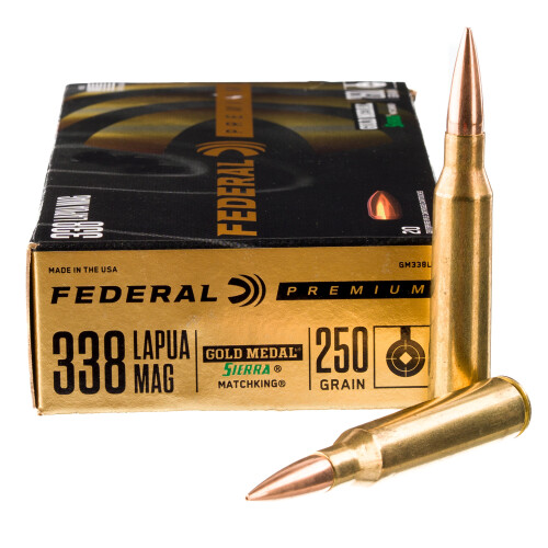 Federal Gold Medal Match .338 Lapua Ammunition 20 Rounds MatchKing BTHP 250 Grain
