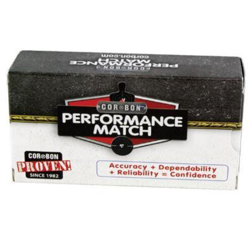 Ammo .38 Super Cor-Bon Performance Match 147 Grain Match Full Metal Jacket 50 Rounds 1000 fps PM38X147