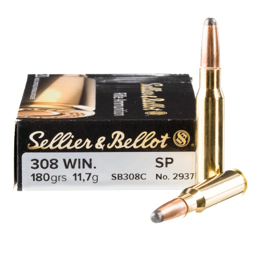 Sellier & Bellot SB308C 308Win 180gr Soft Point 20 Per Box/25 Case Centerfire, Rifle Ammunition