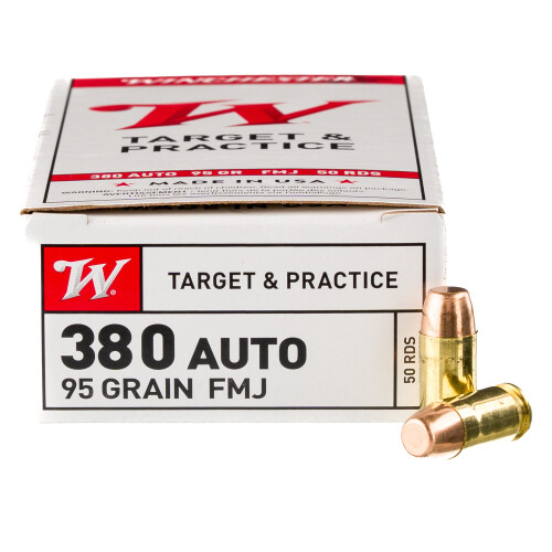 Winchester White Box USA 380 ACP Ammo 95 Grain Full Metal Jacket Case of 500 (10 Boxes of 50)