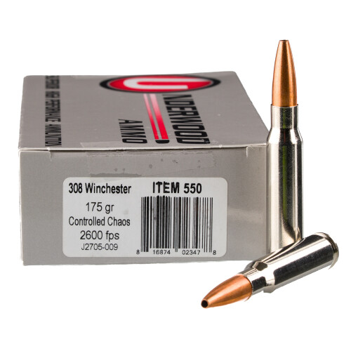 Underwood Ammo .308 Winchester Ammunition 20 Rounds Controlled Chaos HP 175 Grain Lead Free