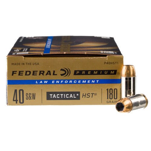 Federal LE Tactical .40 S&W Ammunition 50 Rounds HST JHP 180 Grain