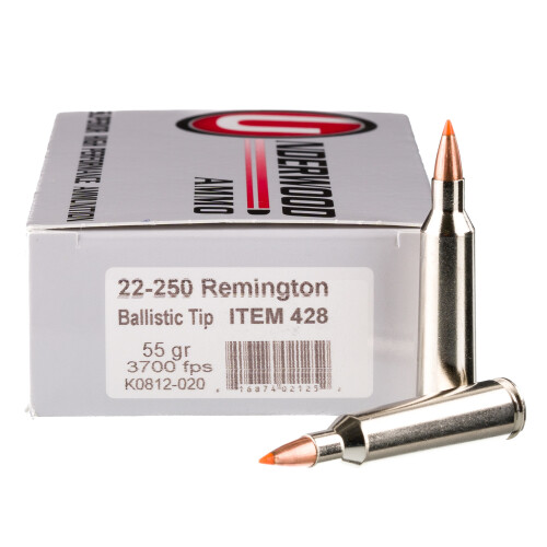 Underwood Ammo .22-250 Remington Ammunition 20 Rounds V-MAX 55 Grain