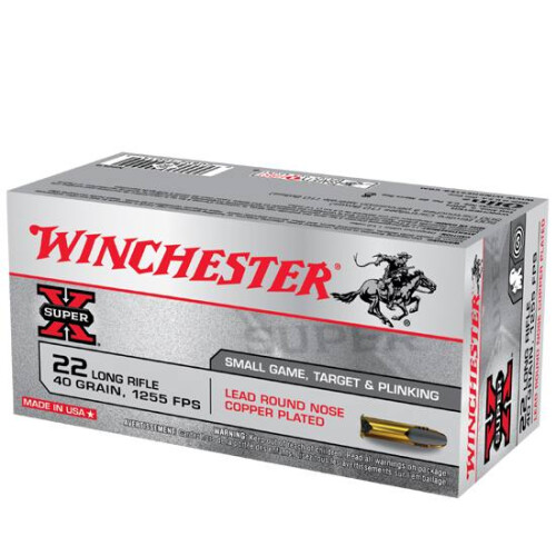 Ammo 500 Round Brick .22 LR Winchester Super-X LRN 40 Grain 1255 fps X22LR