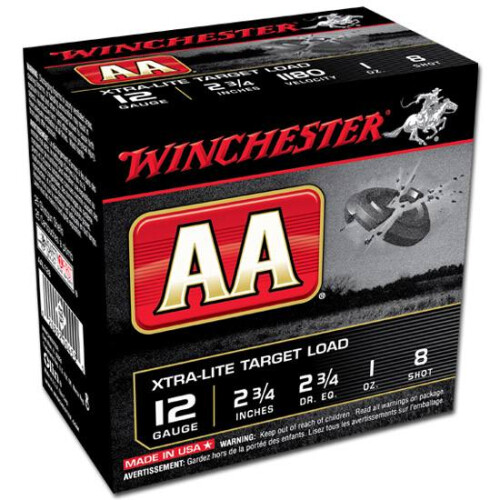 Winchester AA Xtra-Lite Target 12 Gauge Ammo 2-3/4" #8 Lead Shot 1 oz Case of 250 (10 Boxes of 25)