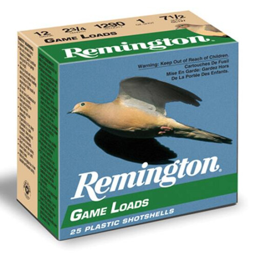 Remington Game Load 12 Gauge Ammo 2-3/4" #7-1/2 Lead Shot 1 oz Case of 250 (10 Boxes of 25)